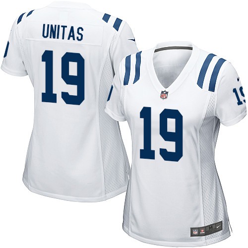 Women's Game Johnny Unitas Nike Jersey White Road - #19 NFL Indianapolis Colts